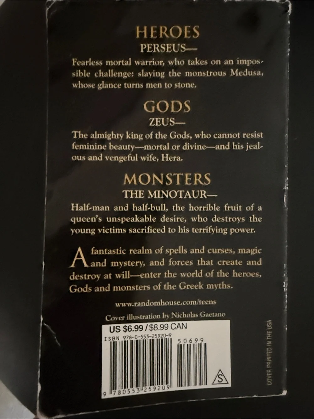 Heroes, Gods and Monsters of the Greek Myths by - Black/Cream Cover